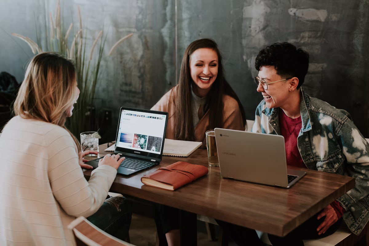 Sales team collaborating in a group consulting session